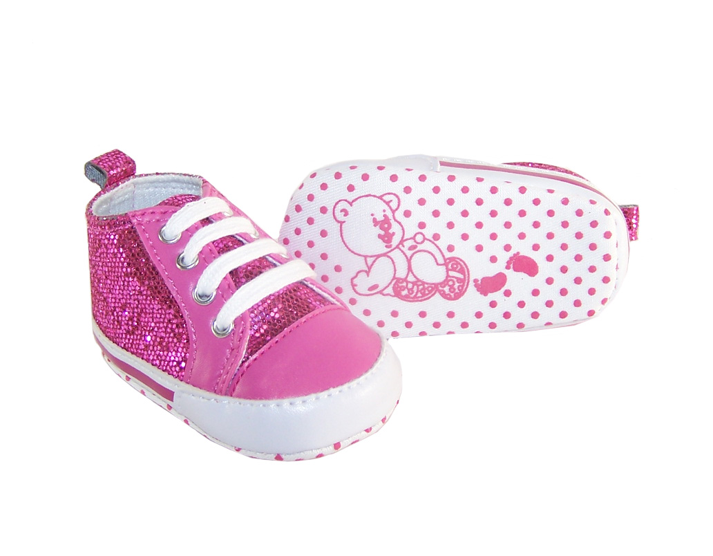 Baby dark pink sparkly trainers-877