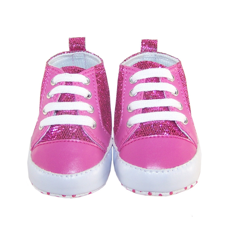 Baby dark pink sparkly trainers-878