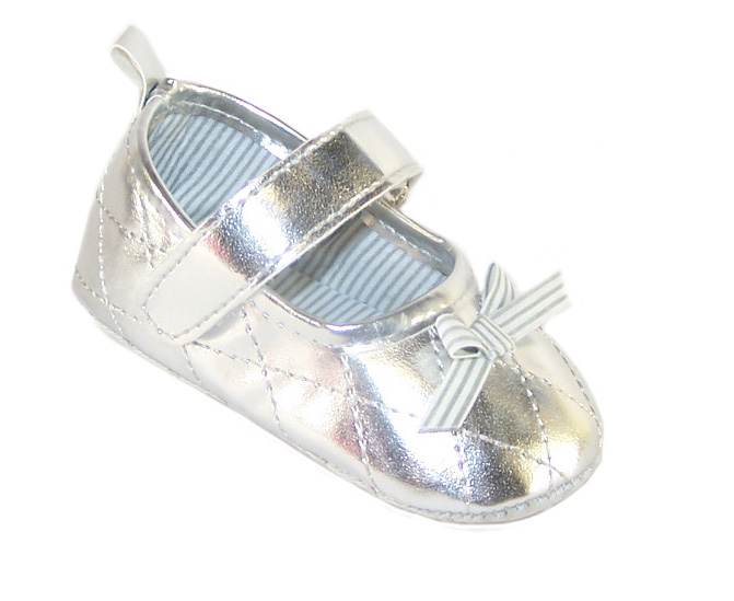 Baby silver metallic party shoes-0