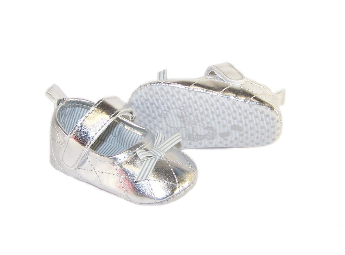 Baby silver metallic party shoes-889