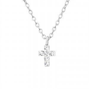 Girls silver necklace with cross pendant