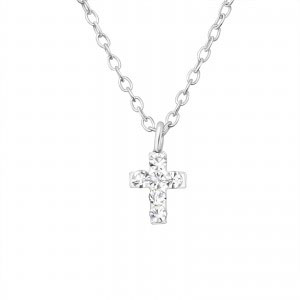 Girls silver necklace with cross pendant-0