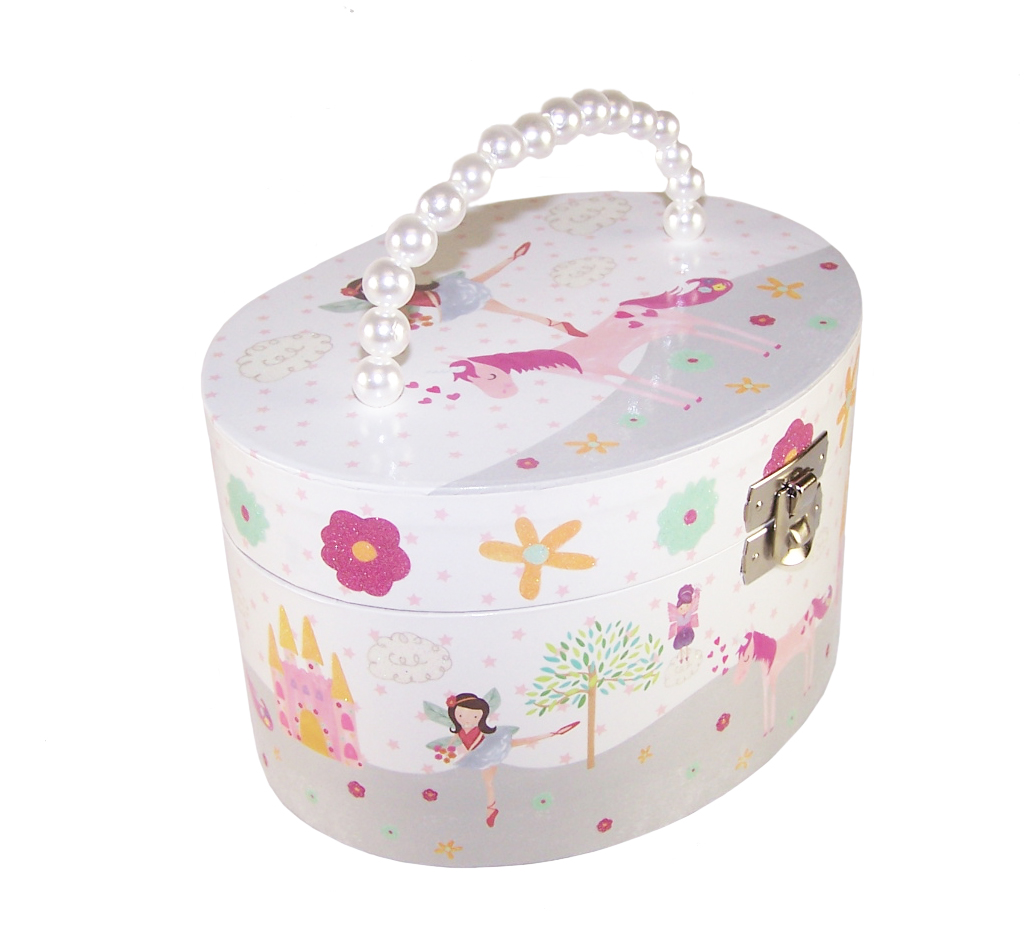 Girls musical oval unicorn jewellery box-0