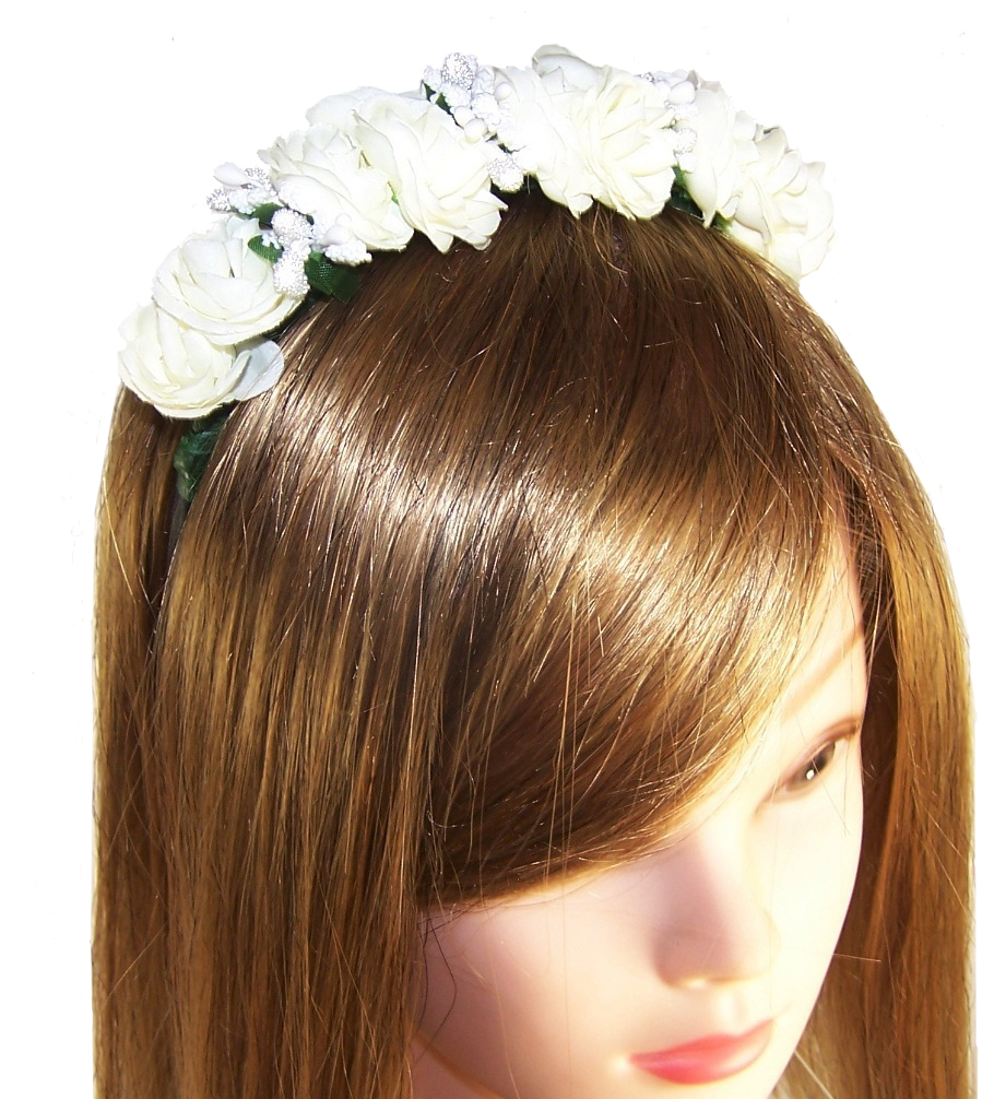 Girls ivory flower headband-2615