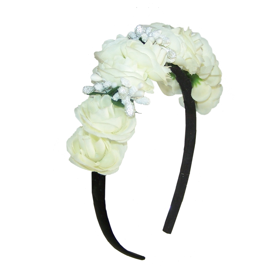 Girls ivory flower headband-0
