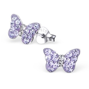 Girls Purple Butterfly Crystal Stud Earrings | Best Prices - Fast Delivery-0