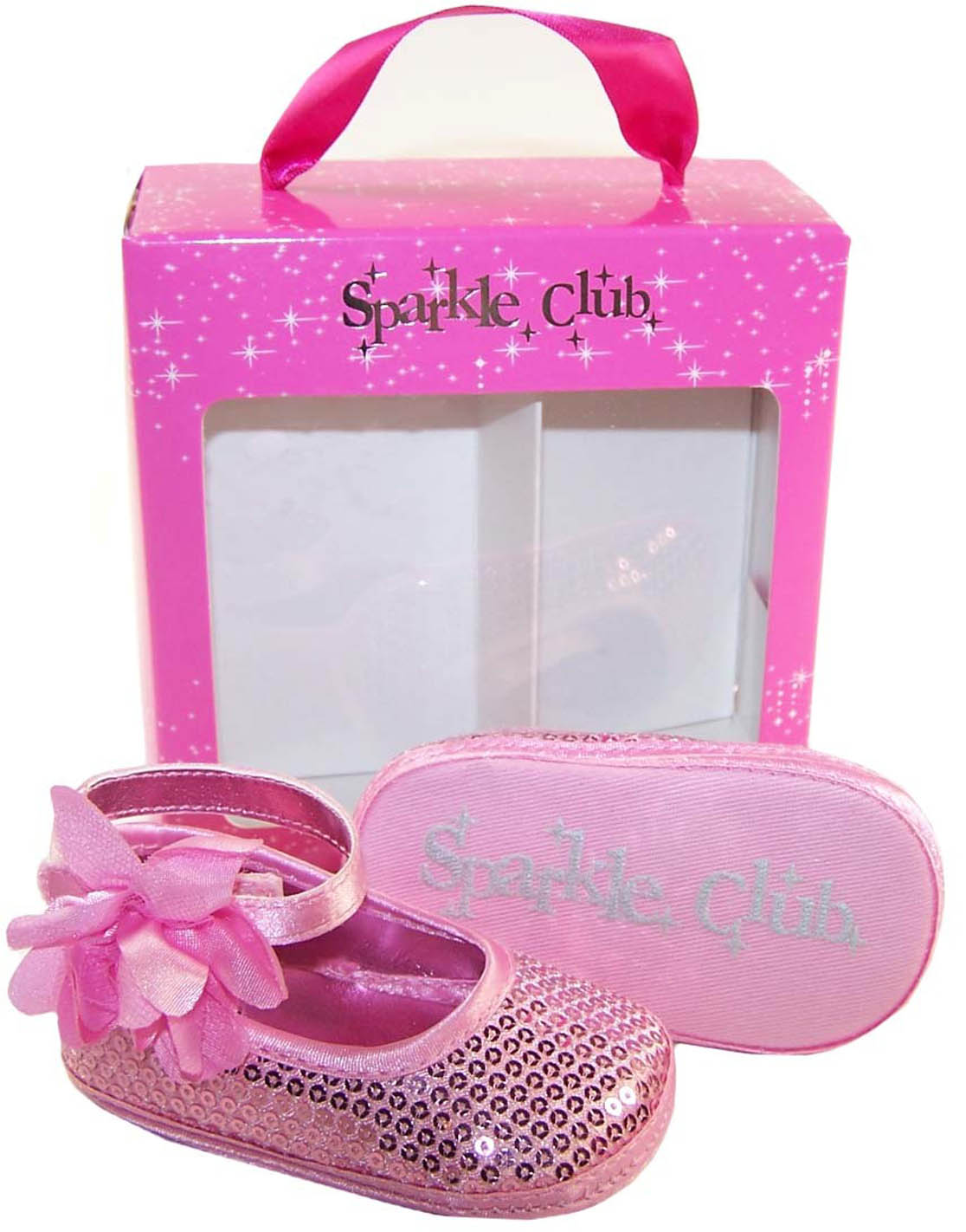 Baby girls pink sequin soft sole shoes-3295