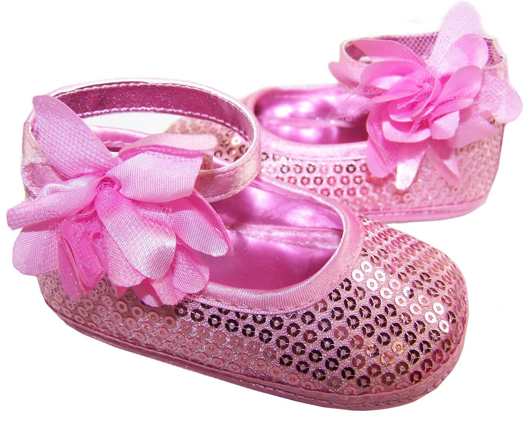 Baby girls pink sequin soft sole shoes-3296