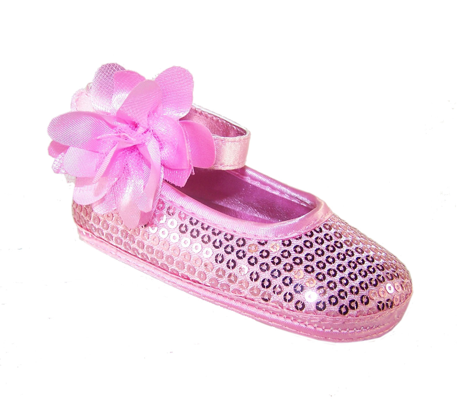 Baby girls pink sequin soft sole shoes-0