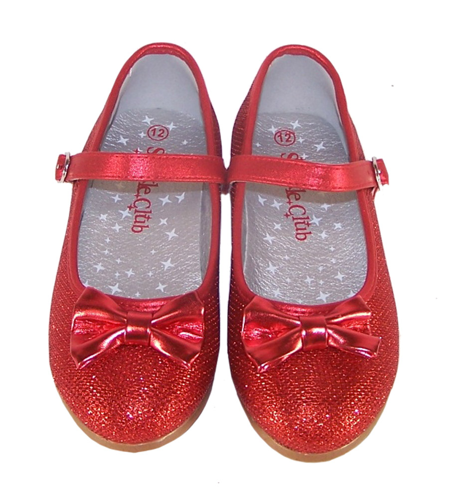 Girls sparkly red ballerina party and occasion shoes -4013