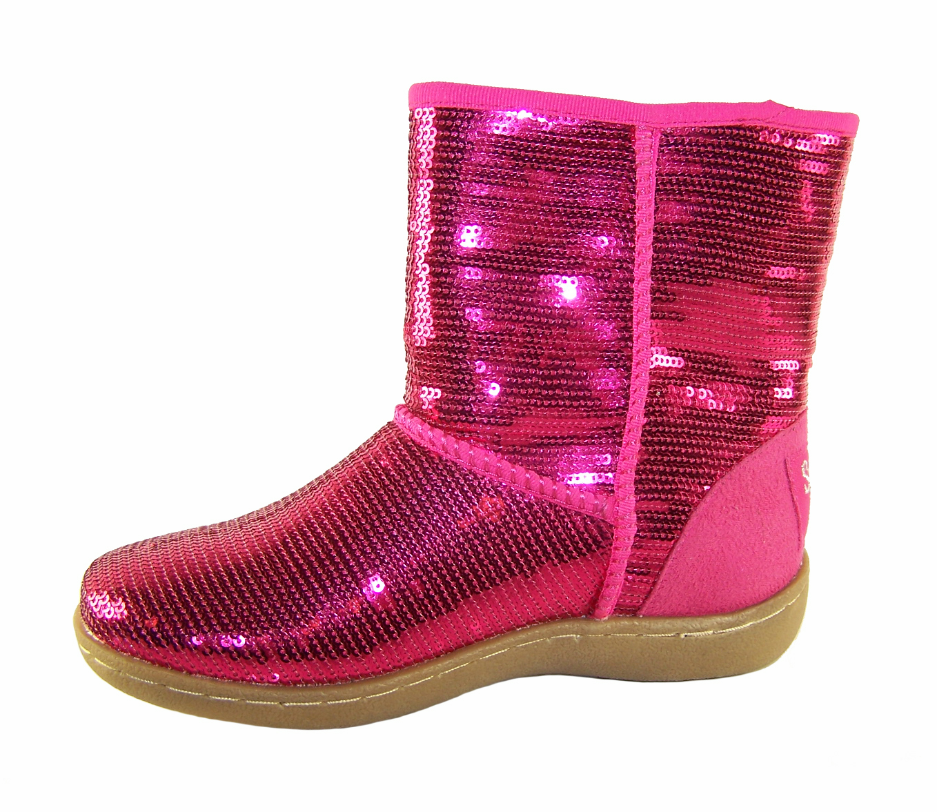 Girls pink sequin pull up ankle boots-3283