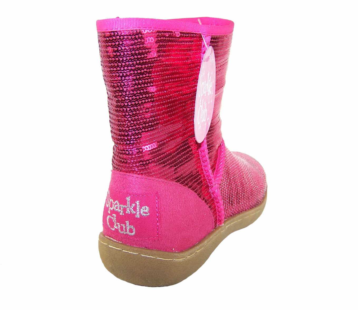 Girls pink sequin pull up ankle boots-3284