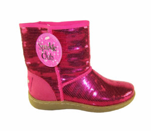Girls pink sequin pull up ankle boots