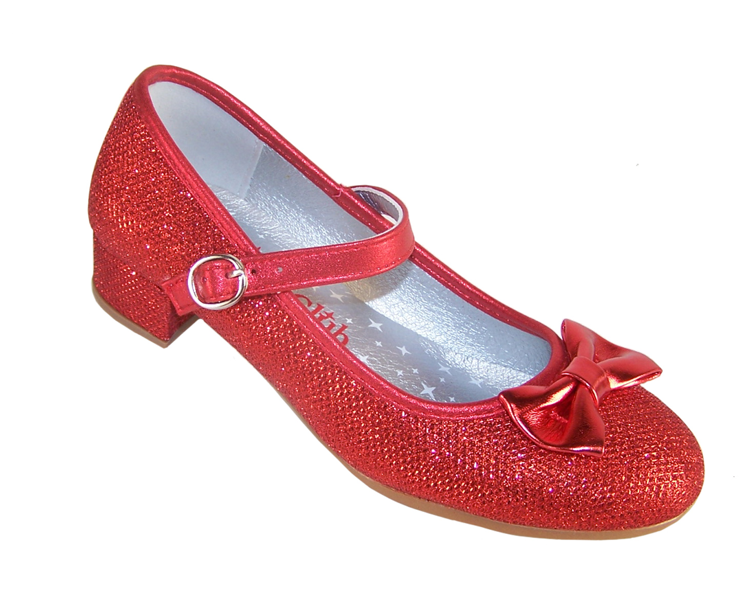 Girls red sparkly heeled shoes with red heart bag-3984