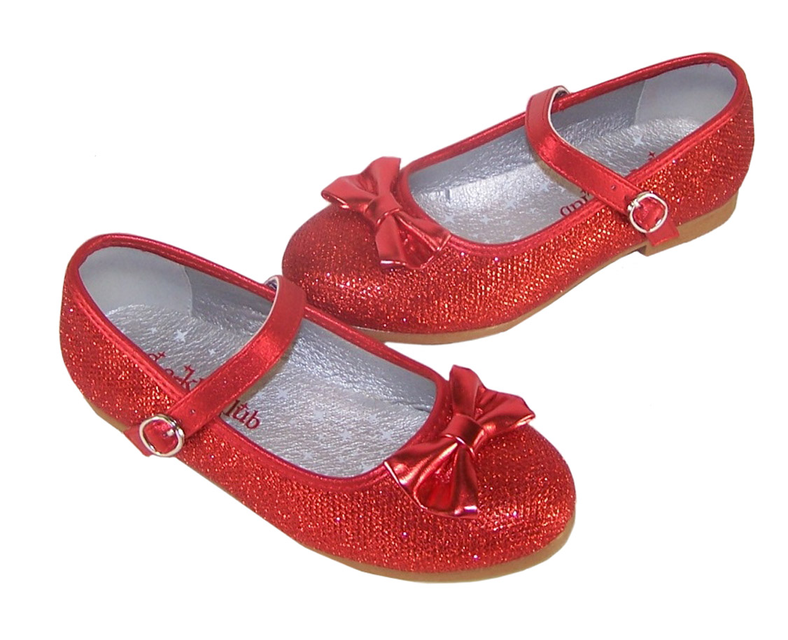 Girls red sparkly flat shoes with red bag - Gift Set-4557