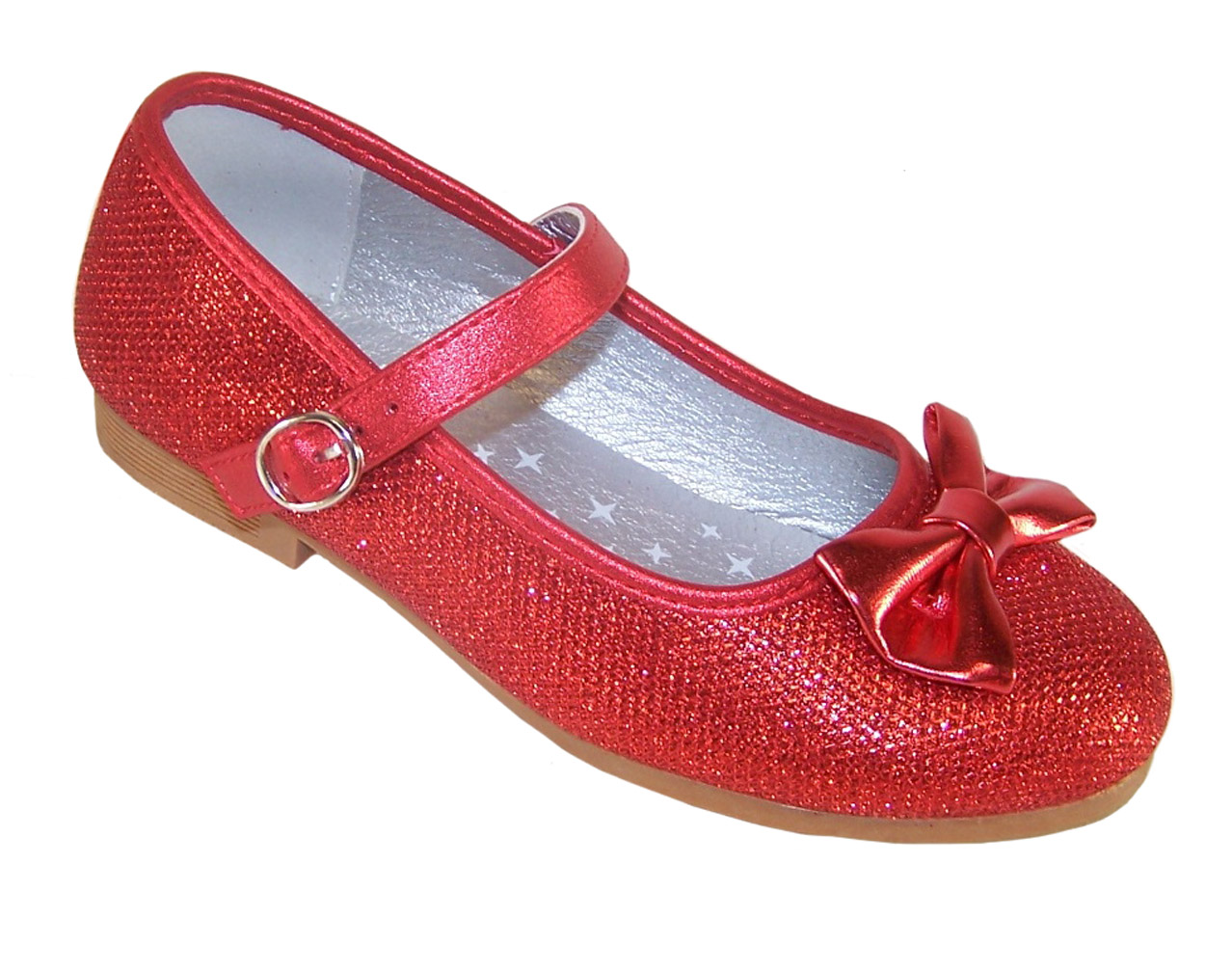 Girls red sparkly flat shoes with red bag - Gift Set-4555