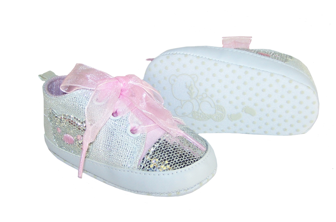 Baby white and silver sparkly bear trainers-3759