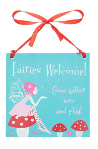Fairy square wooden hanging sign