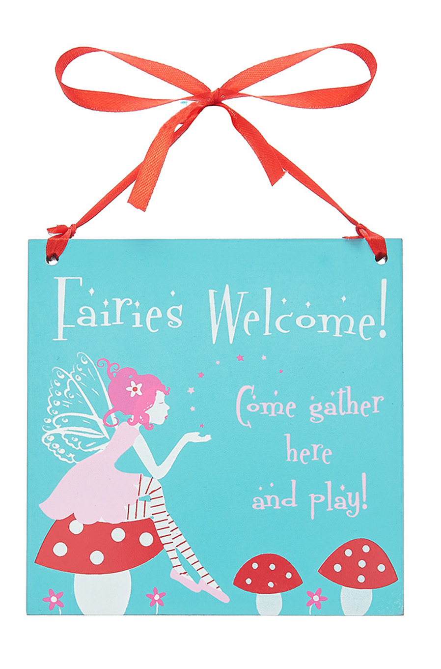 Fairy square wooden hanging sign -0