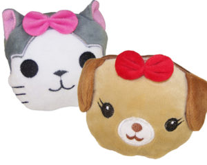 Girls set of 2 coin purses - a dog and a cat