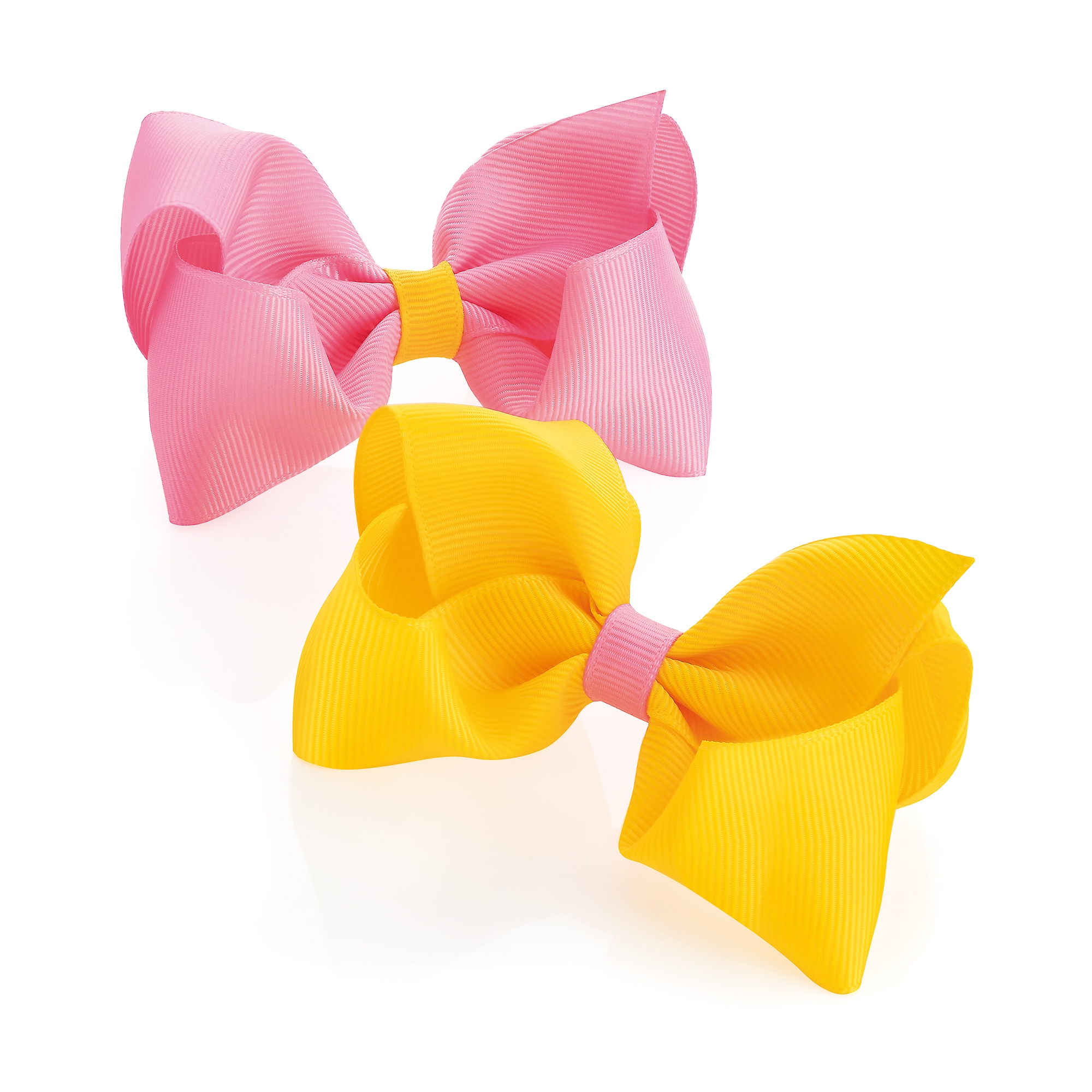 Girls pink and yellow bow hair clips-0