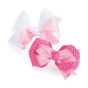 Girls pink and white bow hair clips