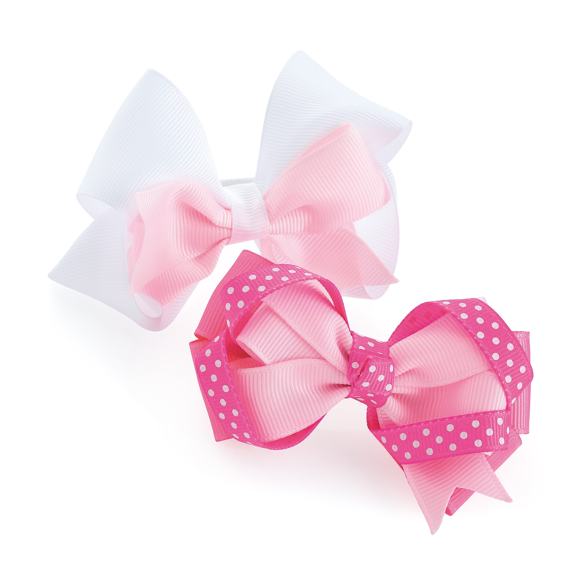 Girls pink and white bow hair clips-0
