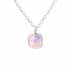 Girls pink pearl necklace-0