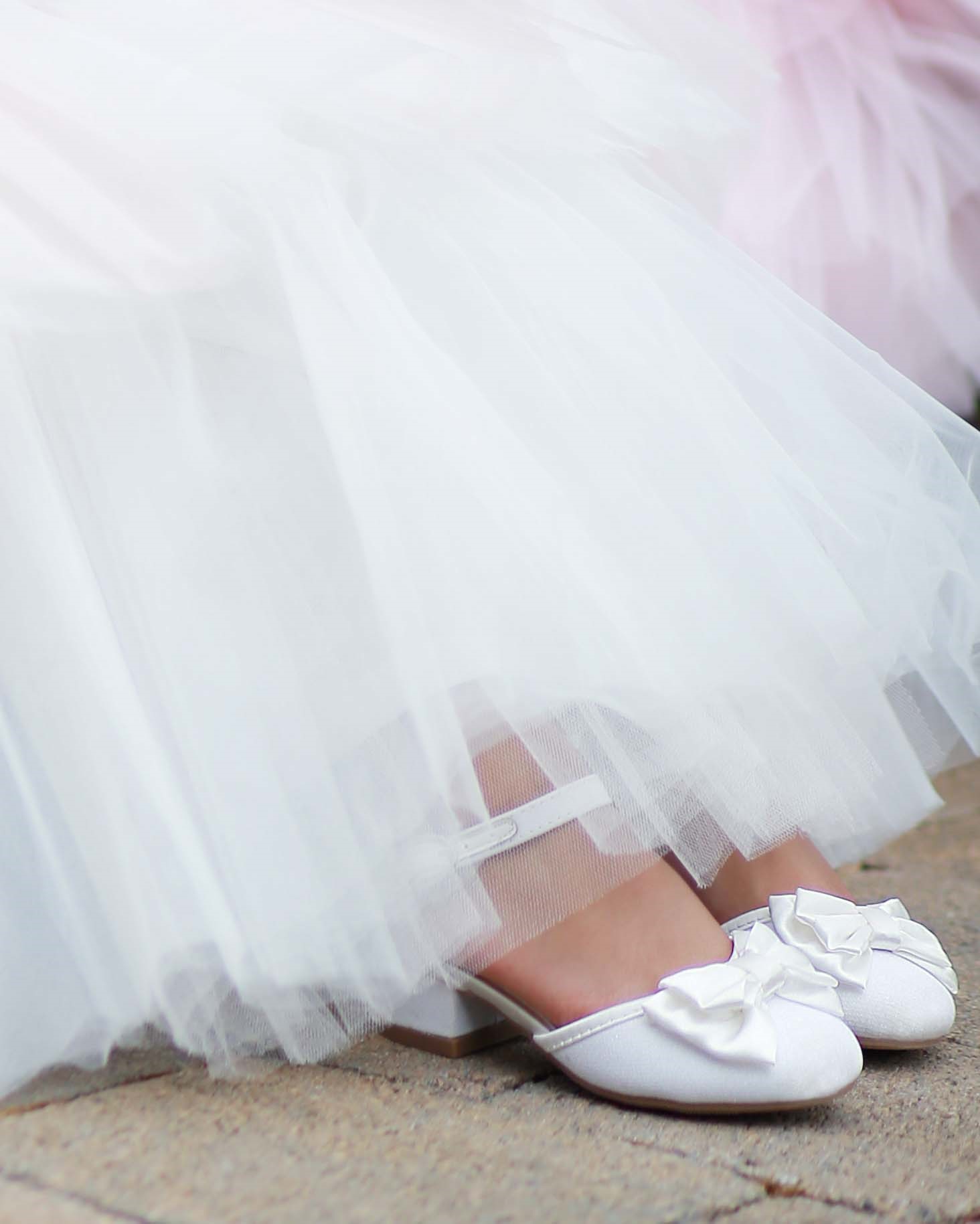 Girls sparkly ivory heeled bridesmaid shoes -6299