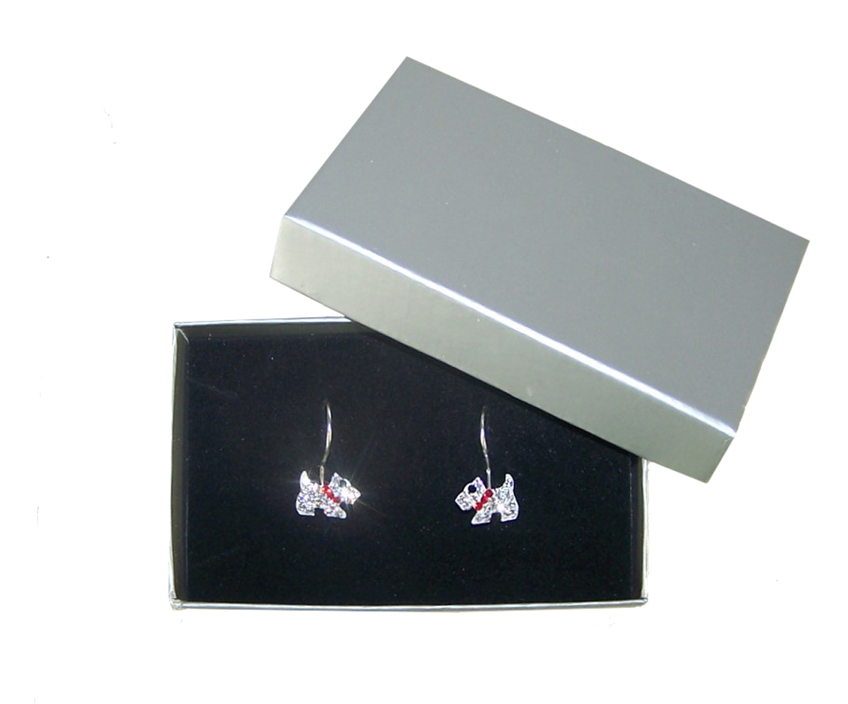 Girls sterling silver crystal dog and earrings set-4598