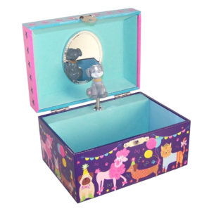 Childrens dark blue pets musical jewellery box