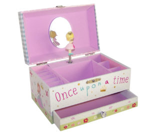 Girls rectangular princess musical jewellery box
