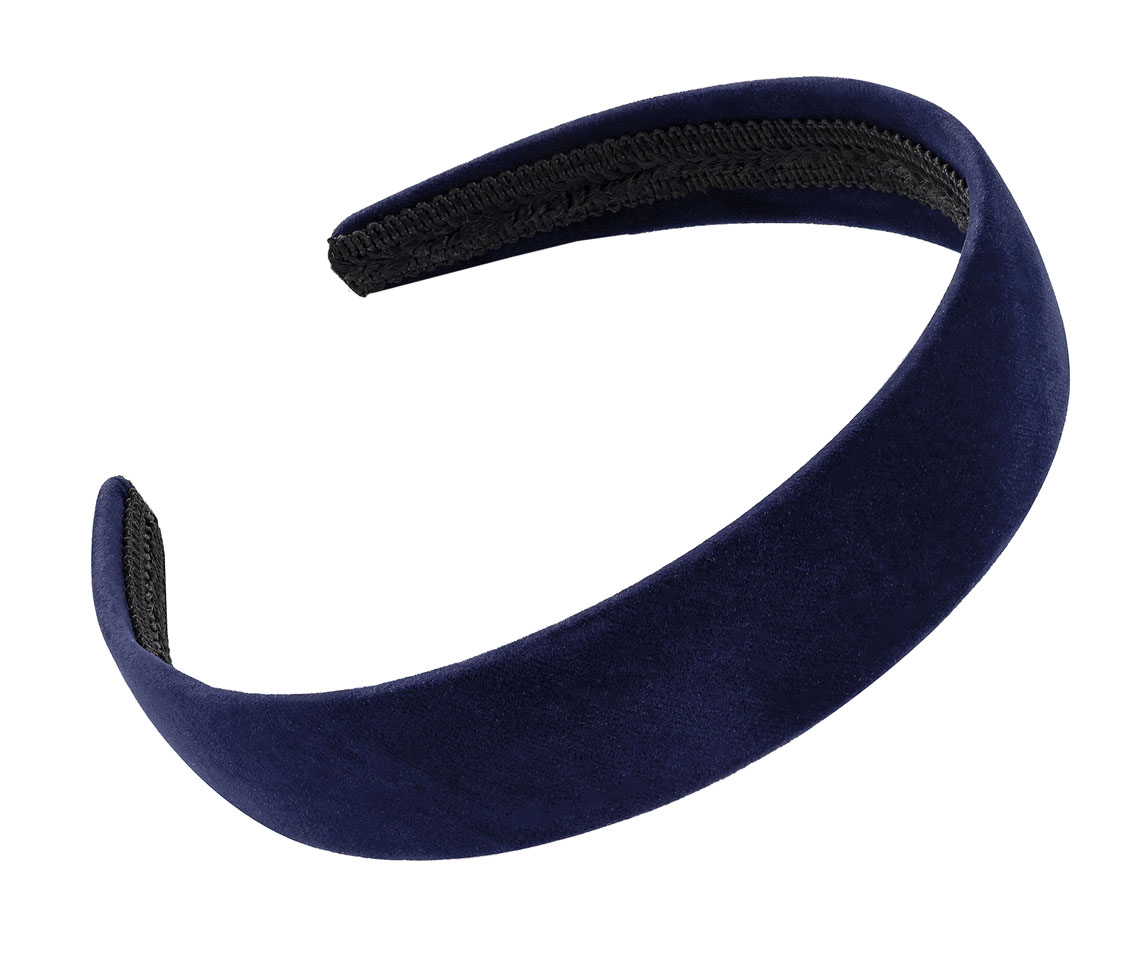 Girls navy blue velvet look headband-0
