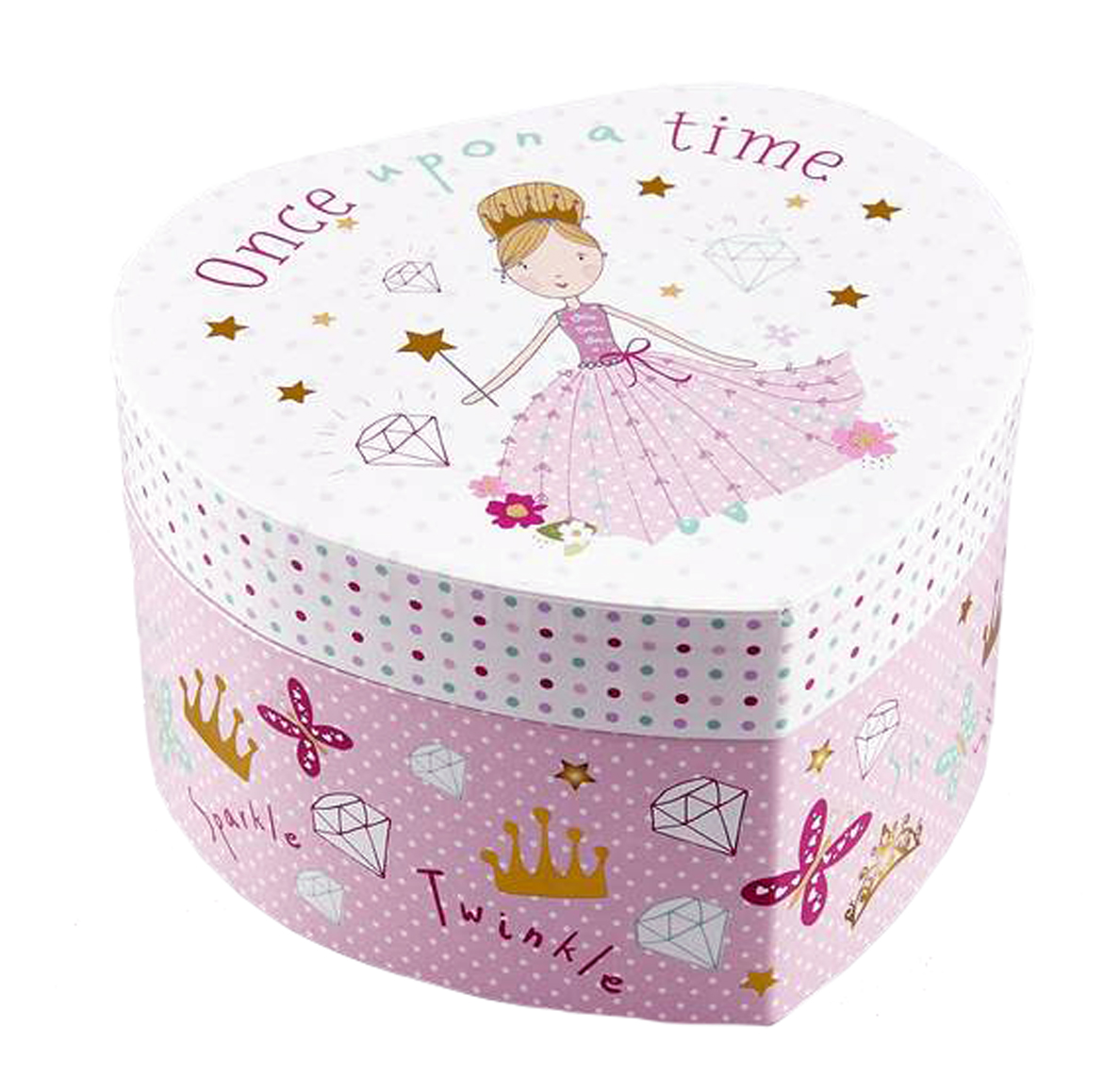 Girls princess pink heart musical jewellery box -0