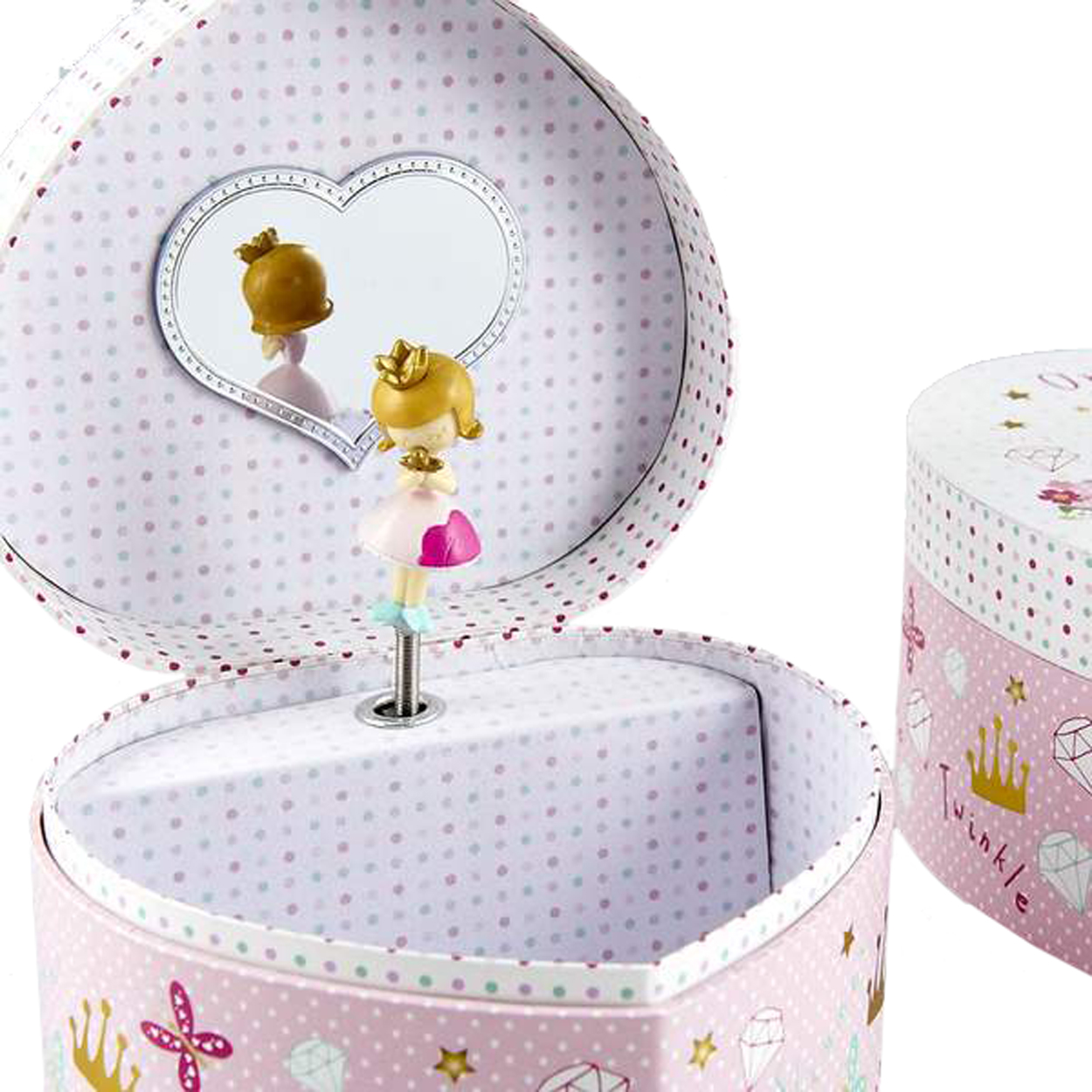Girls princess pink heart musical jewellery box -5198