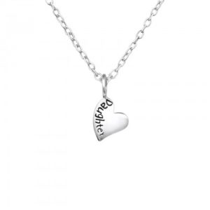 Girls 925 sterling silver daughter heart necklace