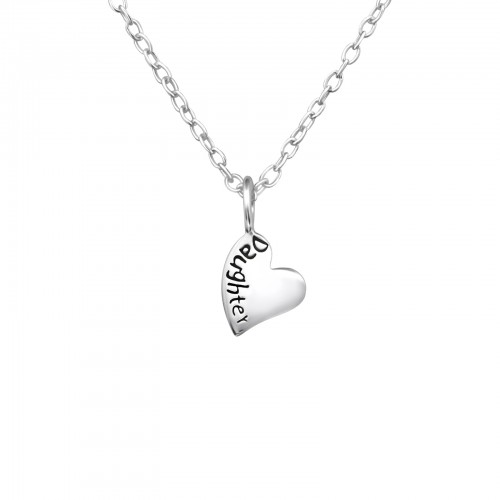 Girls 925 sterling silver daughter heart necklace-0