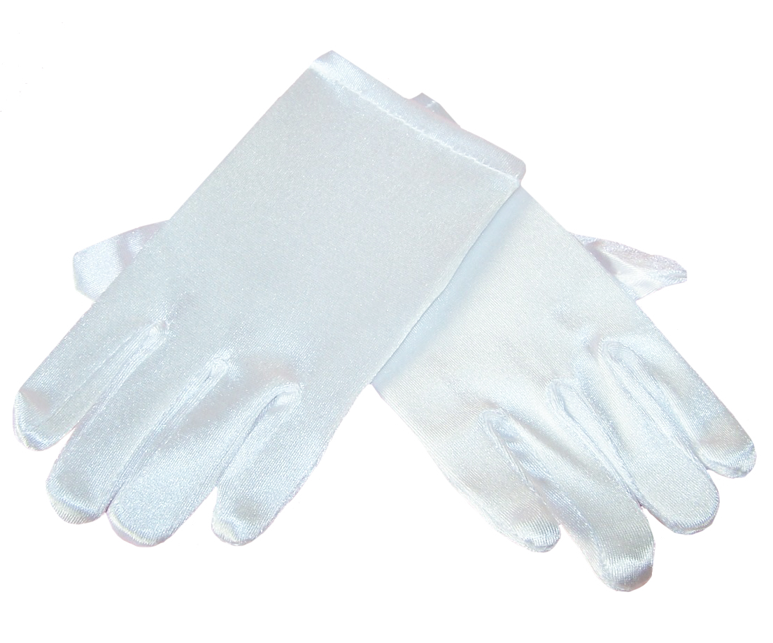 Girls white satin gloves-0