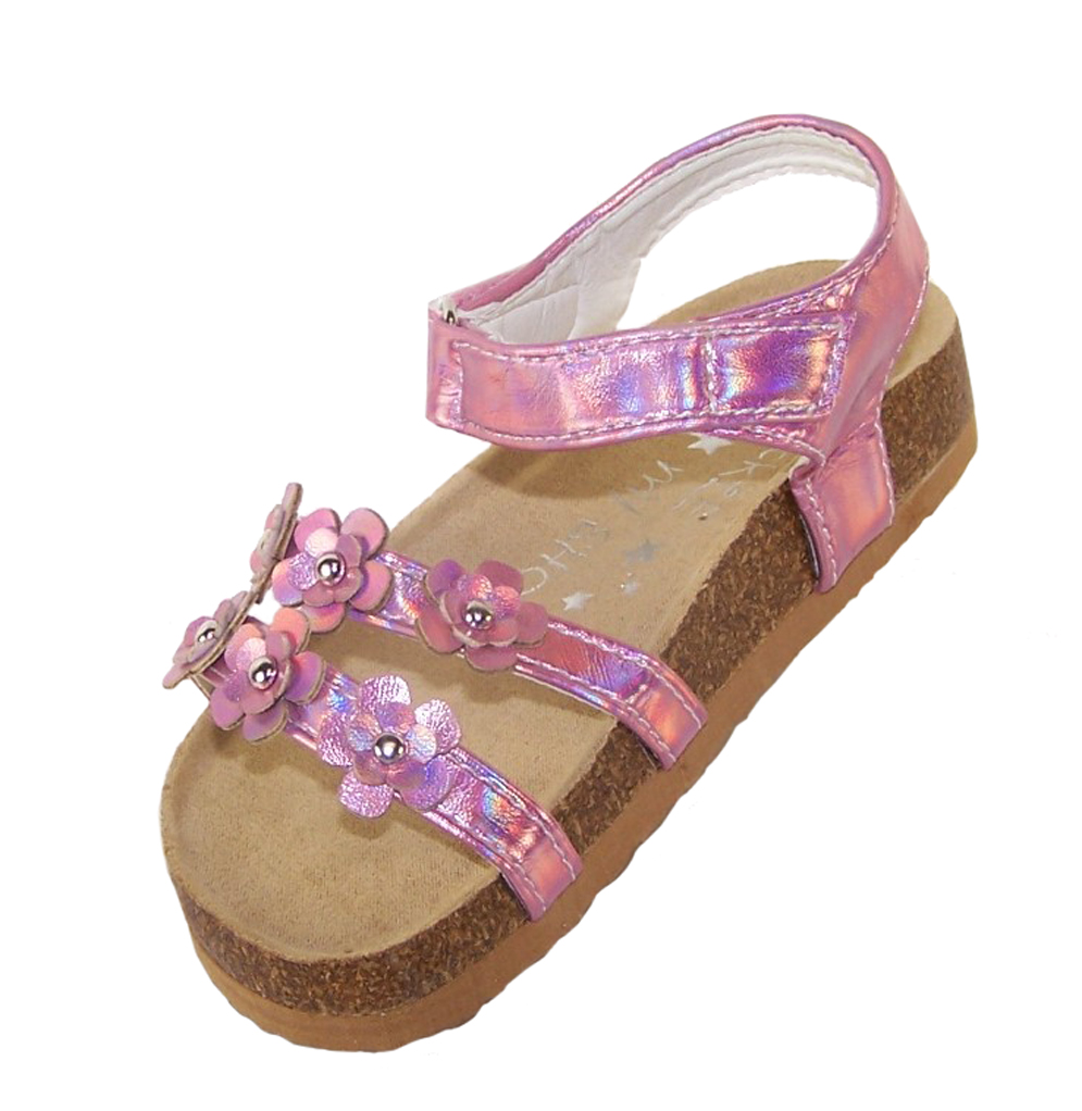 Young girls pink footbed sandals-5485