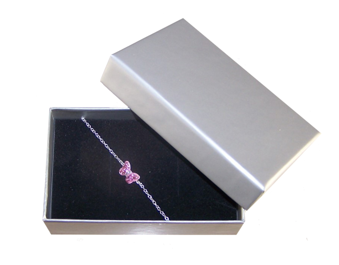 Girls 925 sterling silver bracelet with a pink butterfly-5755