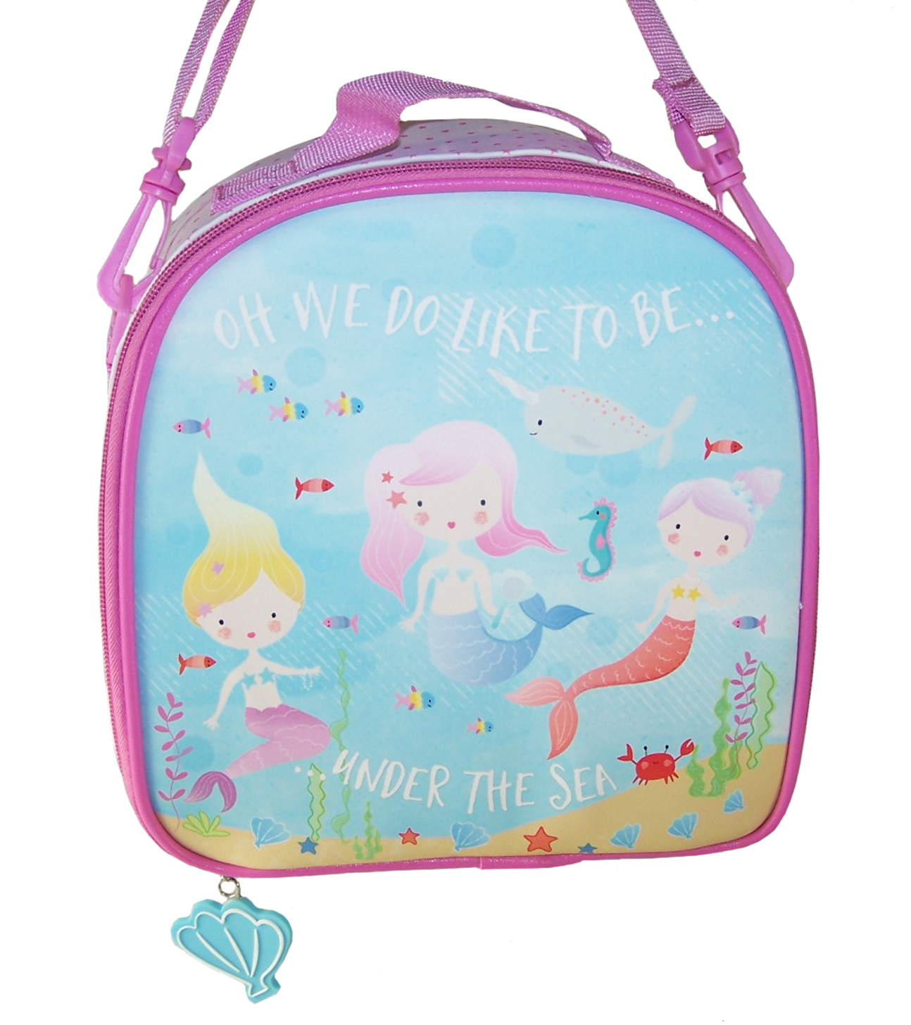 Girls pink and blue mermaid insulated lunch bag-5797