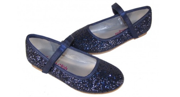 girls dark blue sparkly glitter ballerina party shoes
