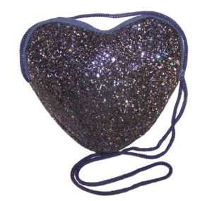 Girls dark blue glitter heart over body bag