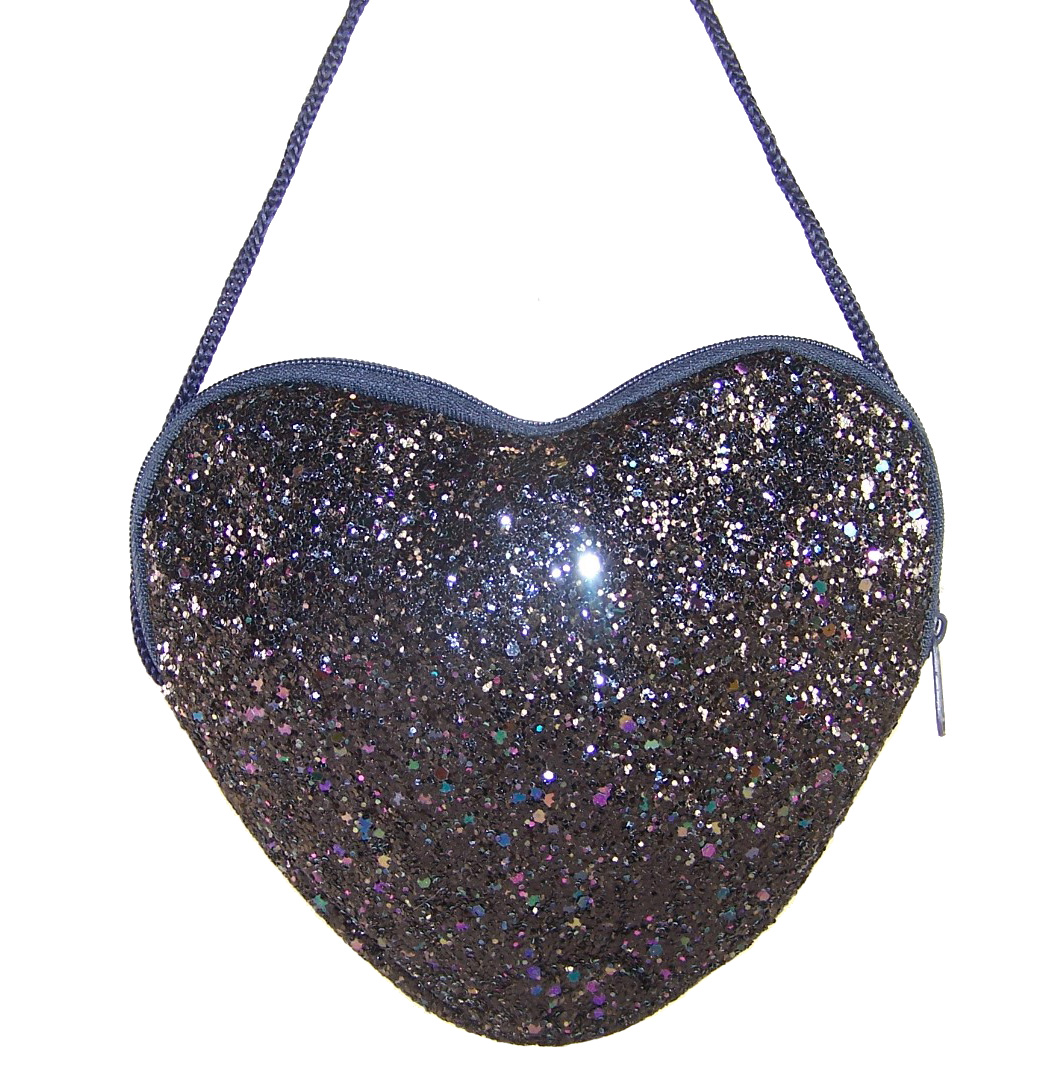 Girls dark blue glitter heart over body bag-5819