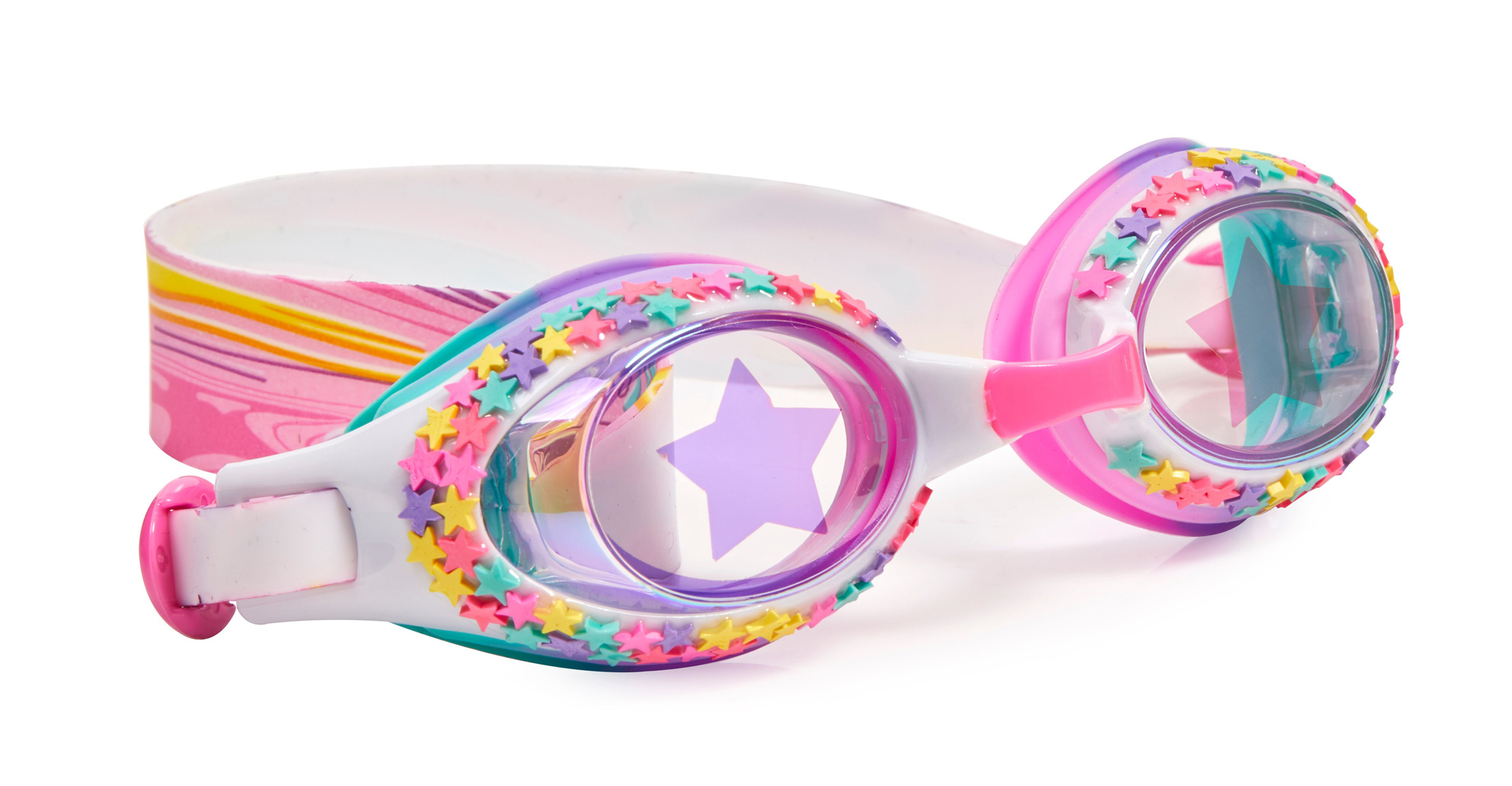 Girls multi colour traditional shaped stars fun swimming goggles-0