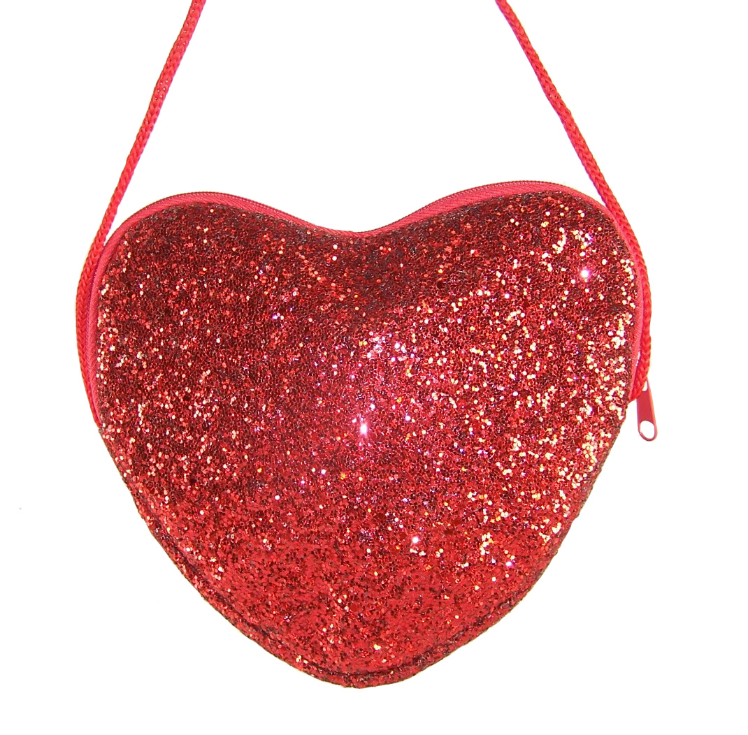 Girls red glitter heart over body bag-5821
