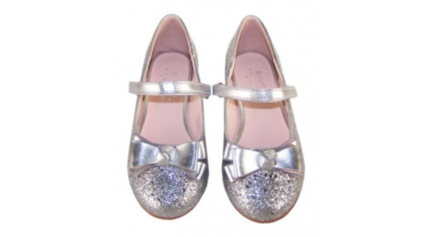 girls silver glitter sparkly party shoes 