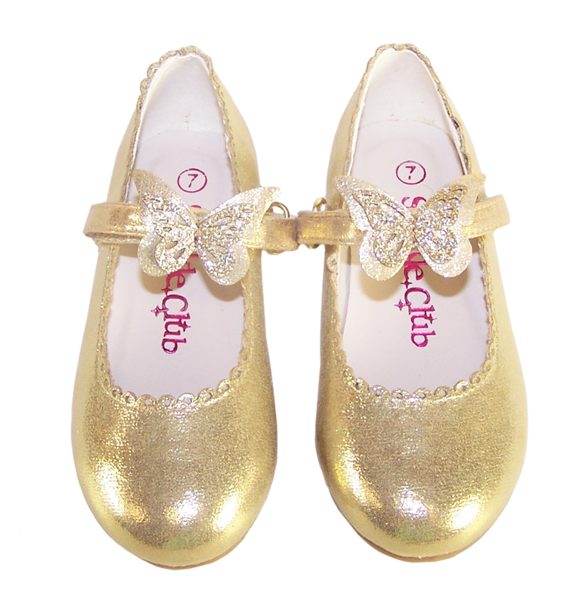 Girls gold shimmer ballerina party shoes-5847