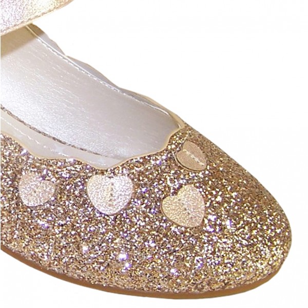 Girls gold sparkly heeled party shoes-6380