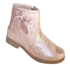 Girls sparkly pink Unicorn ankle boots